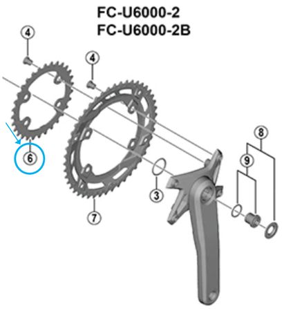 Kettenblatt Cues FC-U6000 Double / schwarz / 30, BN, 96 mm