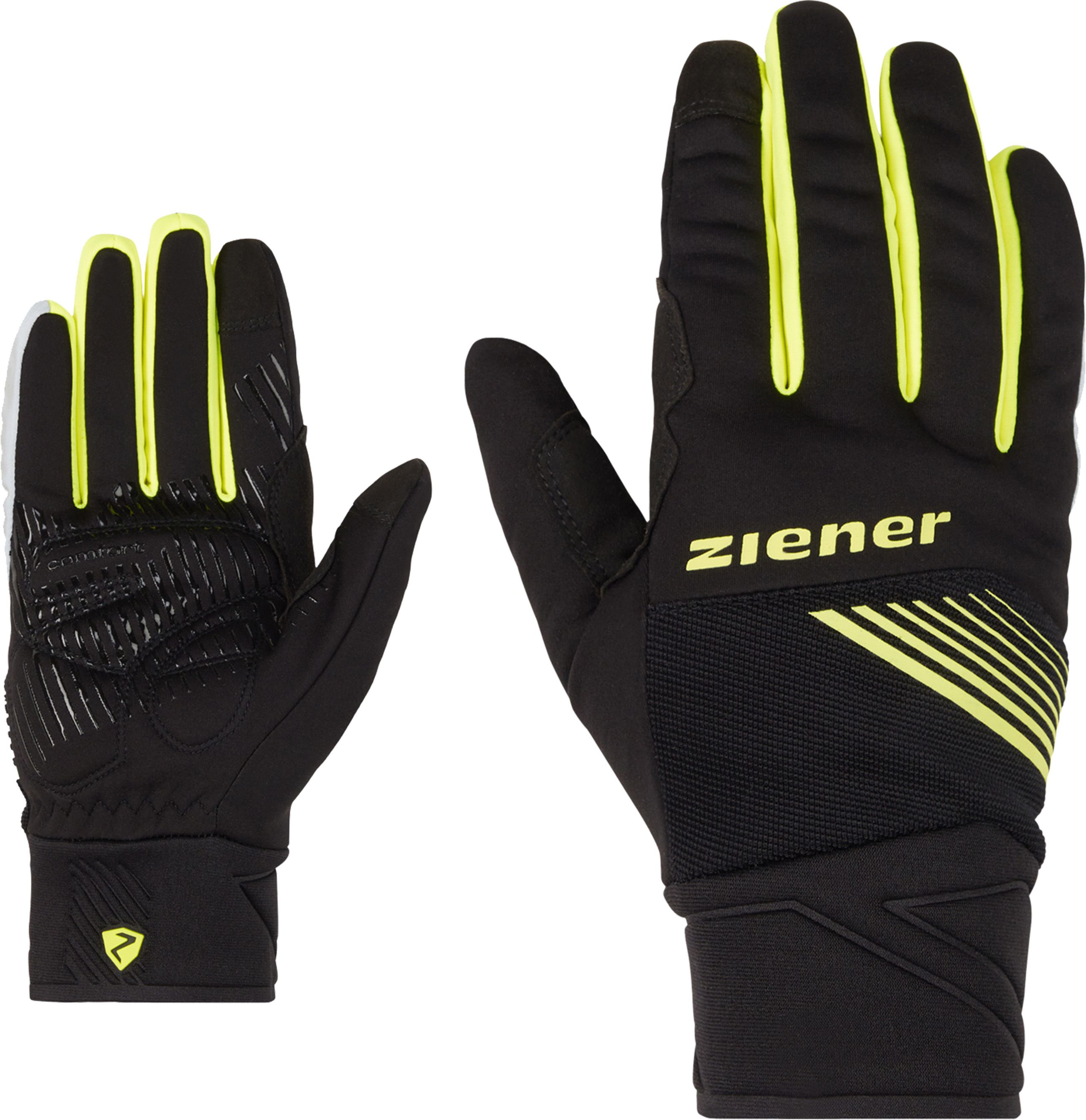DIRICH TOUCH Unisex-Softshellhandschuhe / black/poison yellow / L=9