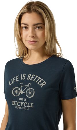 BETTER BIKE Damen-Merino-Kurzarmshirt / blueberry/feather / XL