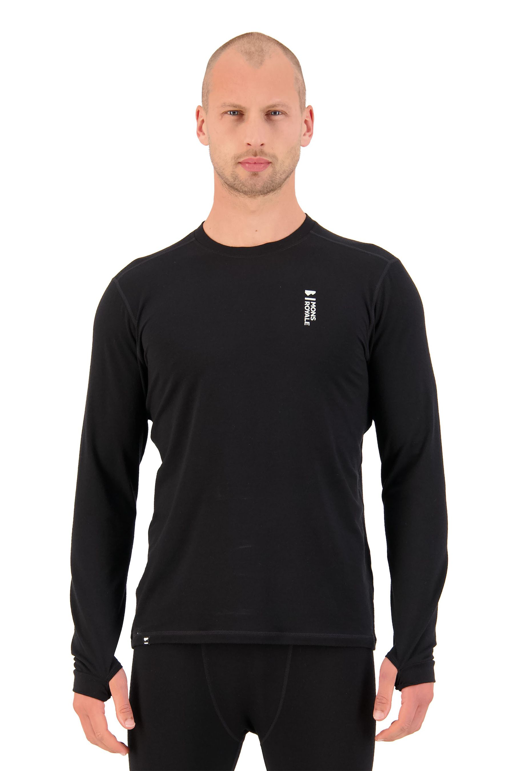 CASCADE Herren-Merino-Langarmshirt / black / L