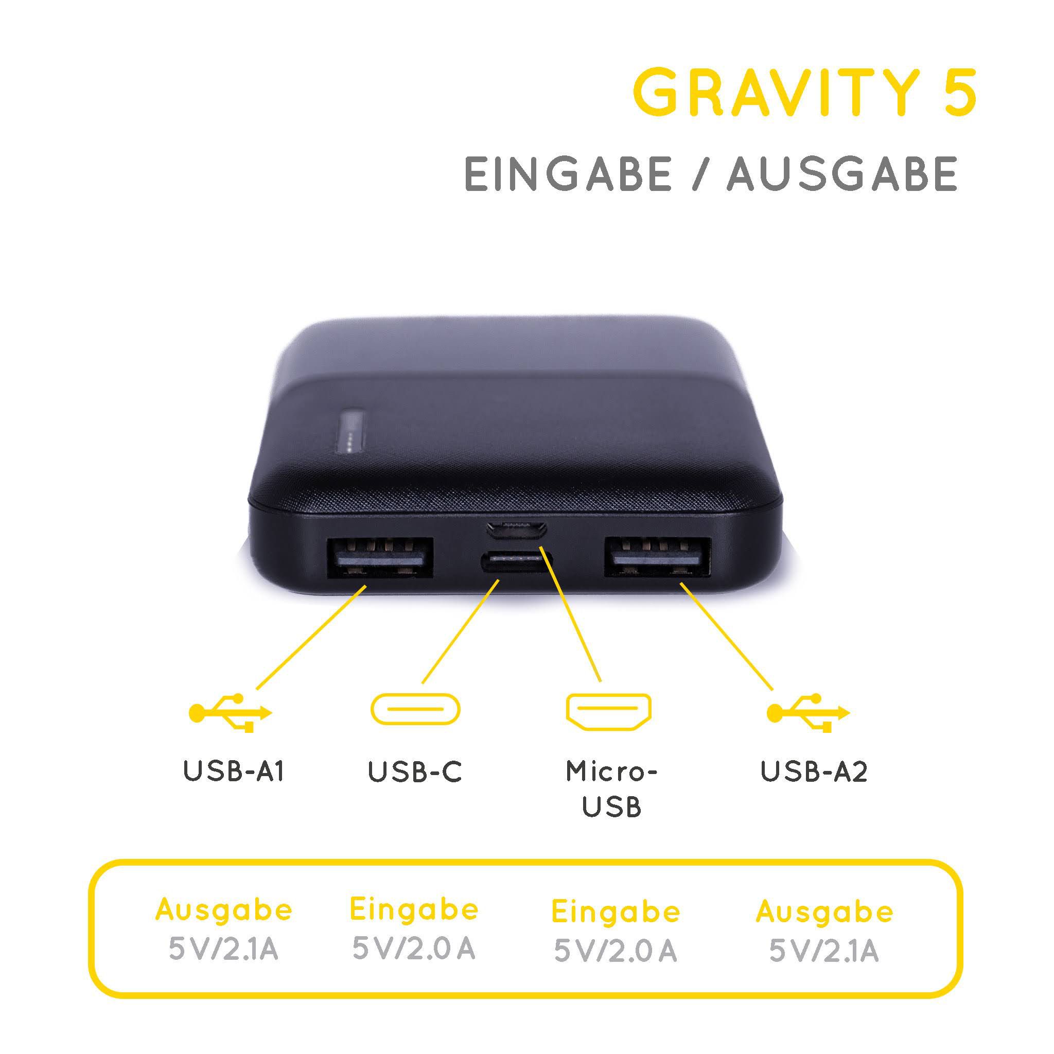 GRAVITY Powerbank / black / 5000mAh, 16.5W