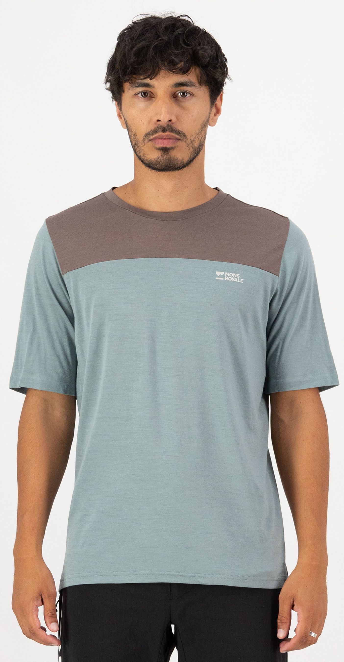 DIVERSION Herren-Merino-Kurzarmshirt / desert sage/iron / L