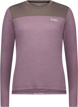 DIVERSION Damen-Merino-Langarmshirt / mauve/iron / L