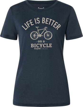 BETTER BIKE Damen-Merino-Kurzarmshirt / blueberry/feather / XL