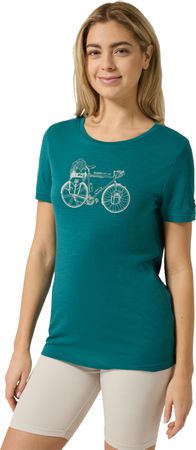 BICYCLE NOMAD Damen-Kurzarm-Merino-Shirt / pacific/feather / XS