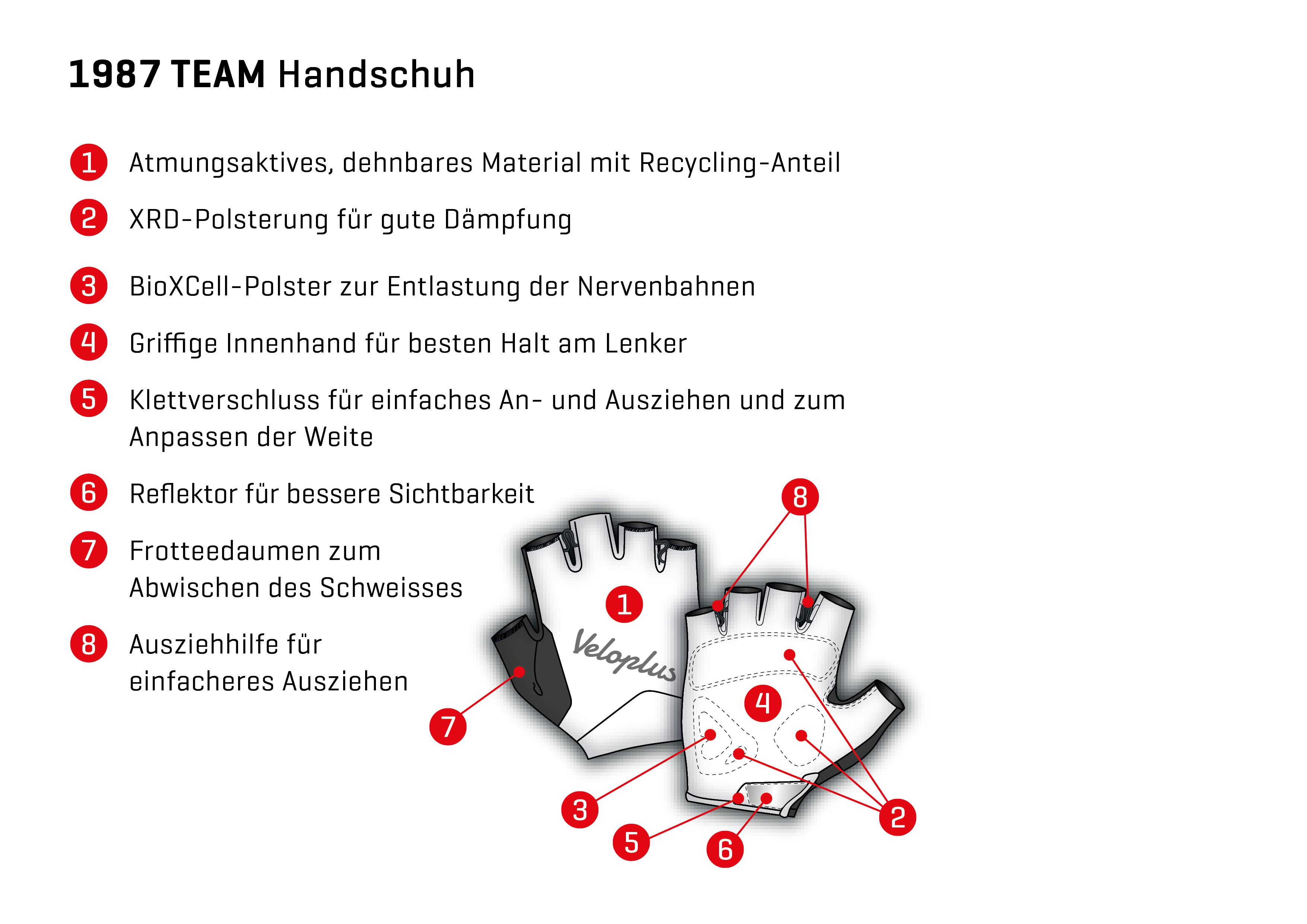 1987 TEAM Unisex-Kurzfingerhandschuhe / marineblau / 3XL