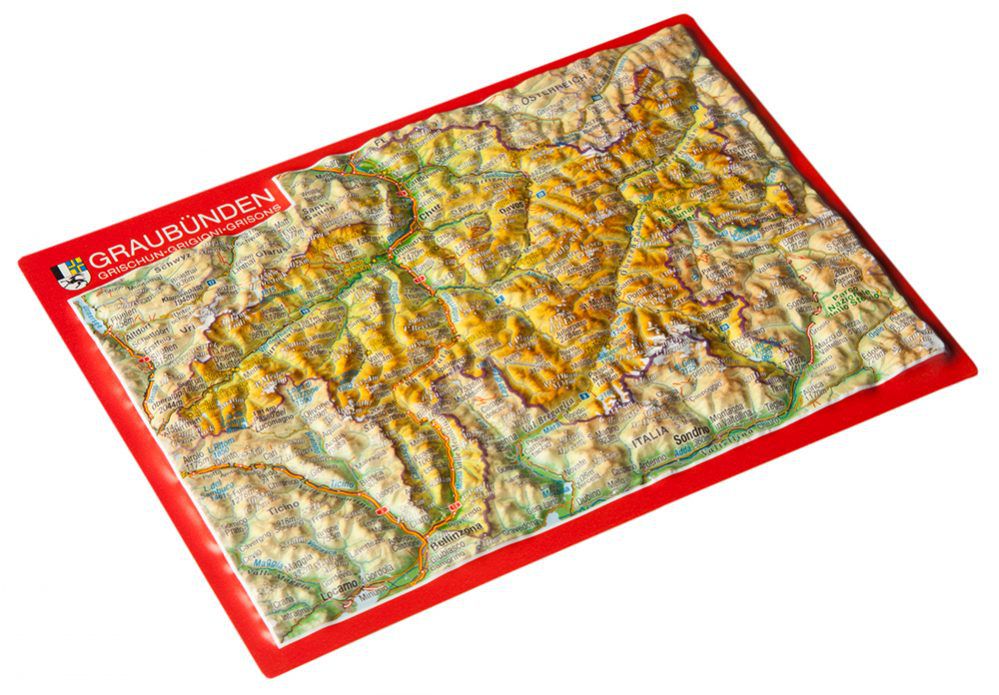 GEORELIEF GRAUBÜNDEN 3D-Postkarte