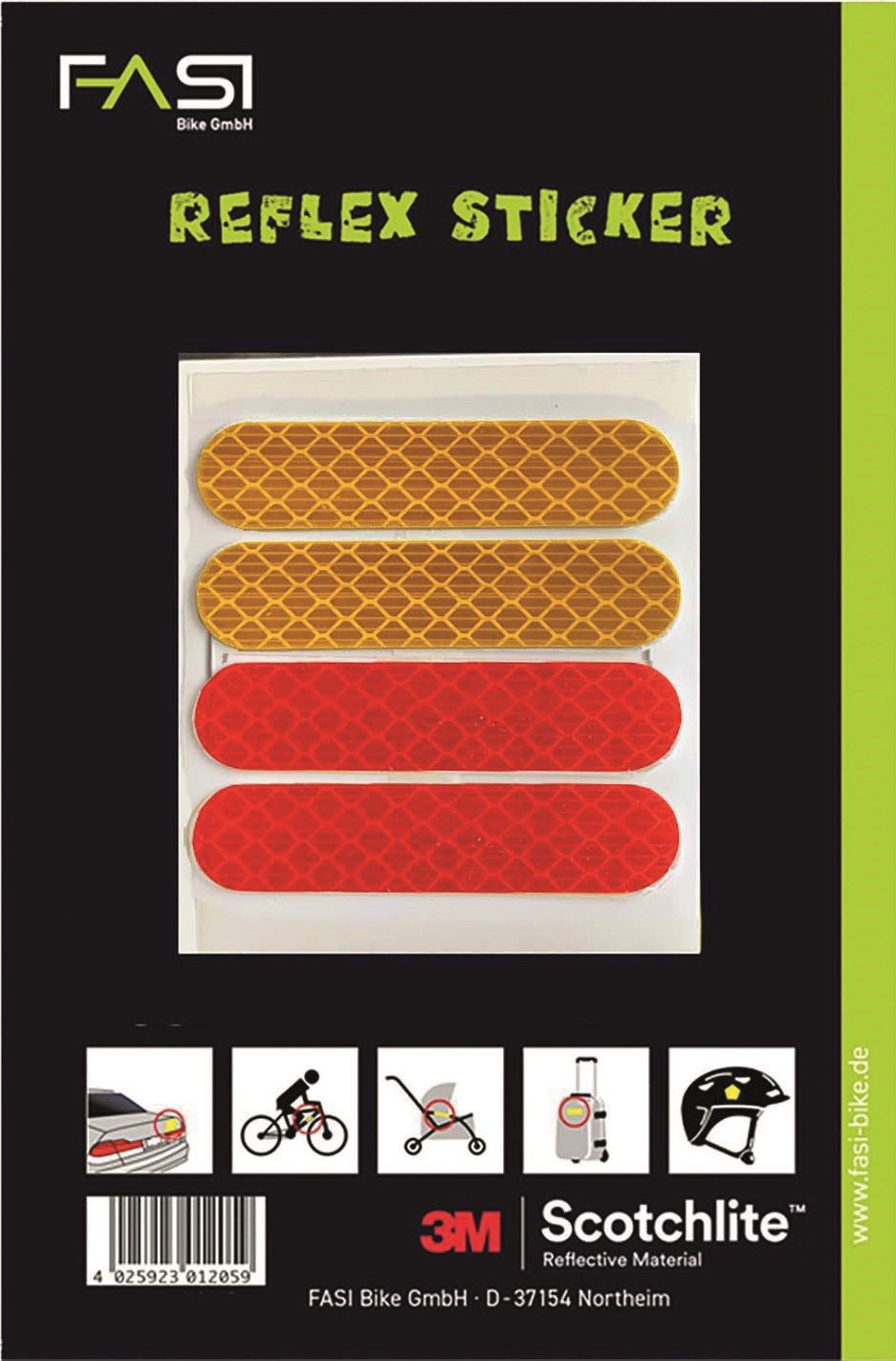 Reflex-Sticker Streifen / gelb/rot