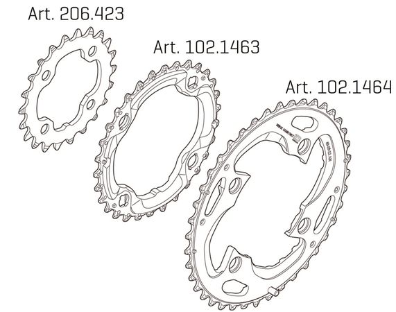 XT M770/782 4-Arm-Kettenblätter 10-fach, LØ 64/96mm / schwarz / 30 Zähne
