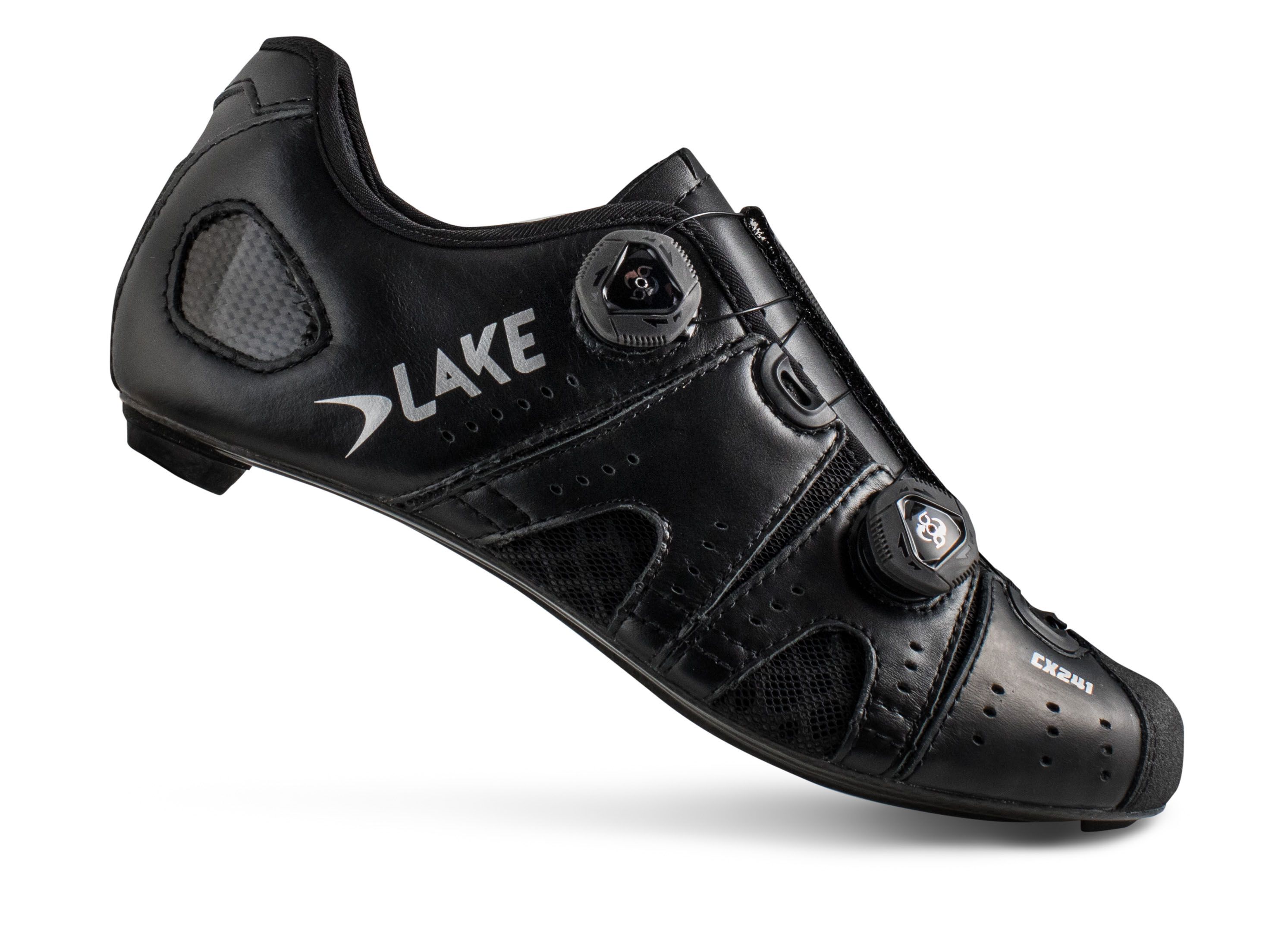 Lake CX241X Rennvelo- Schuhe - breitere Passform / schwarz-silber / 42