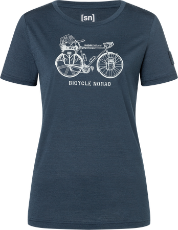 BICYCLE NOMAD BIO Damen-Kurzarm-Merino-Shirt / blueberry/feather grey / S