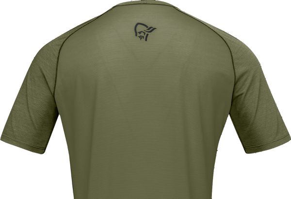 FJØRÅ  WOOL SS Herren-Merino-Kurzarmshirt / olive night / M