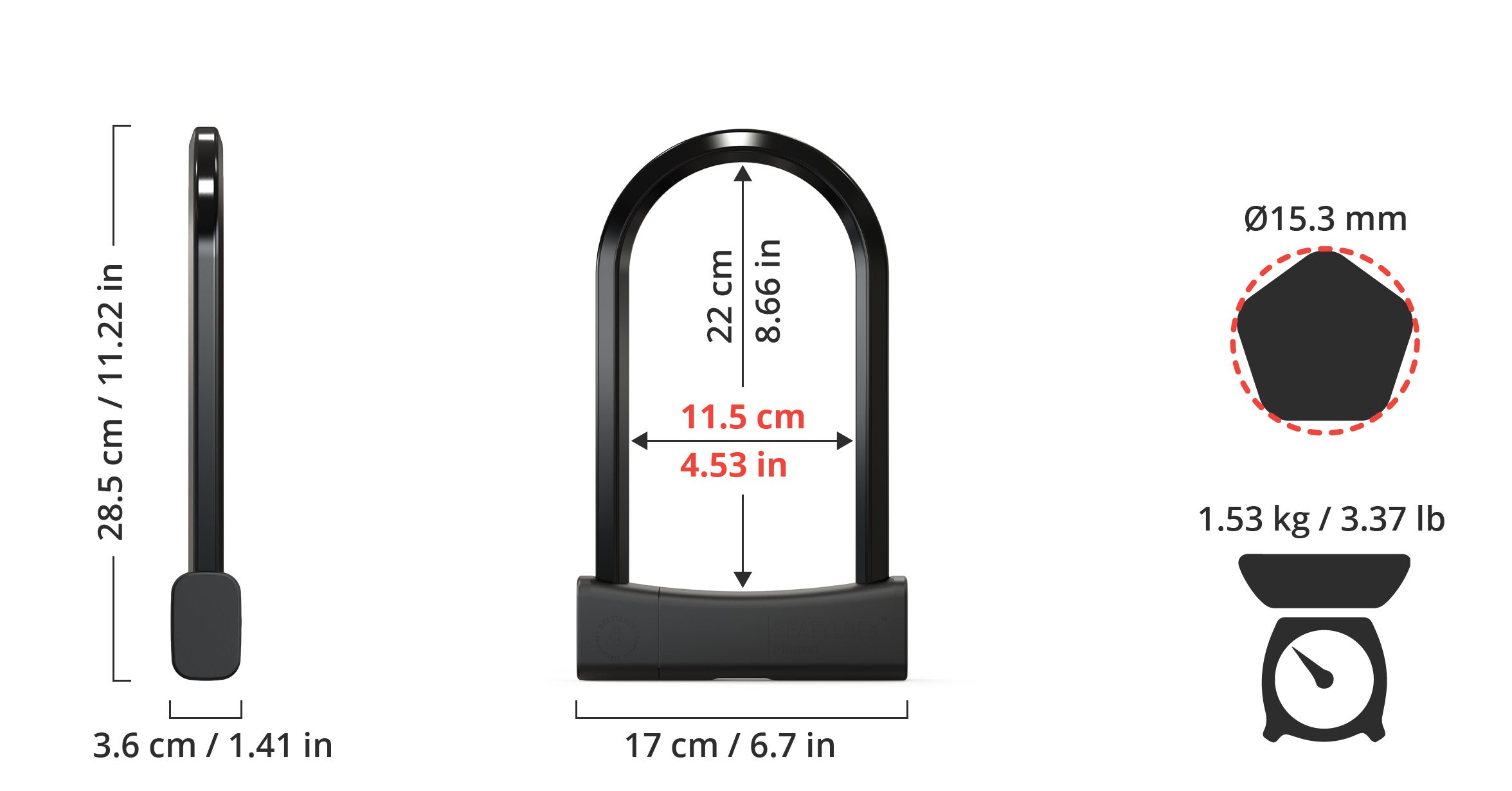 MASON Bügelschloss / schwarz / 220mm
