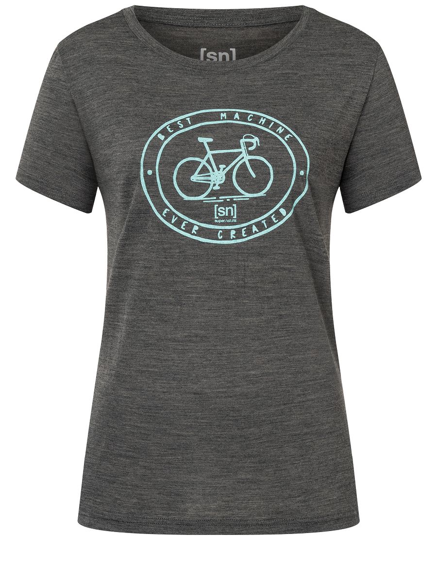 MAQUINA Damen-Kurzarm-Merino-Shirt / pirate grey melange / M