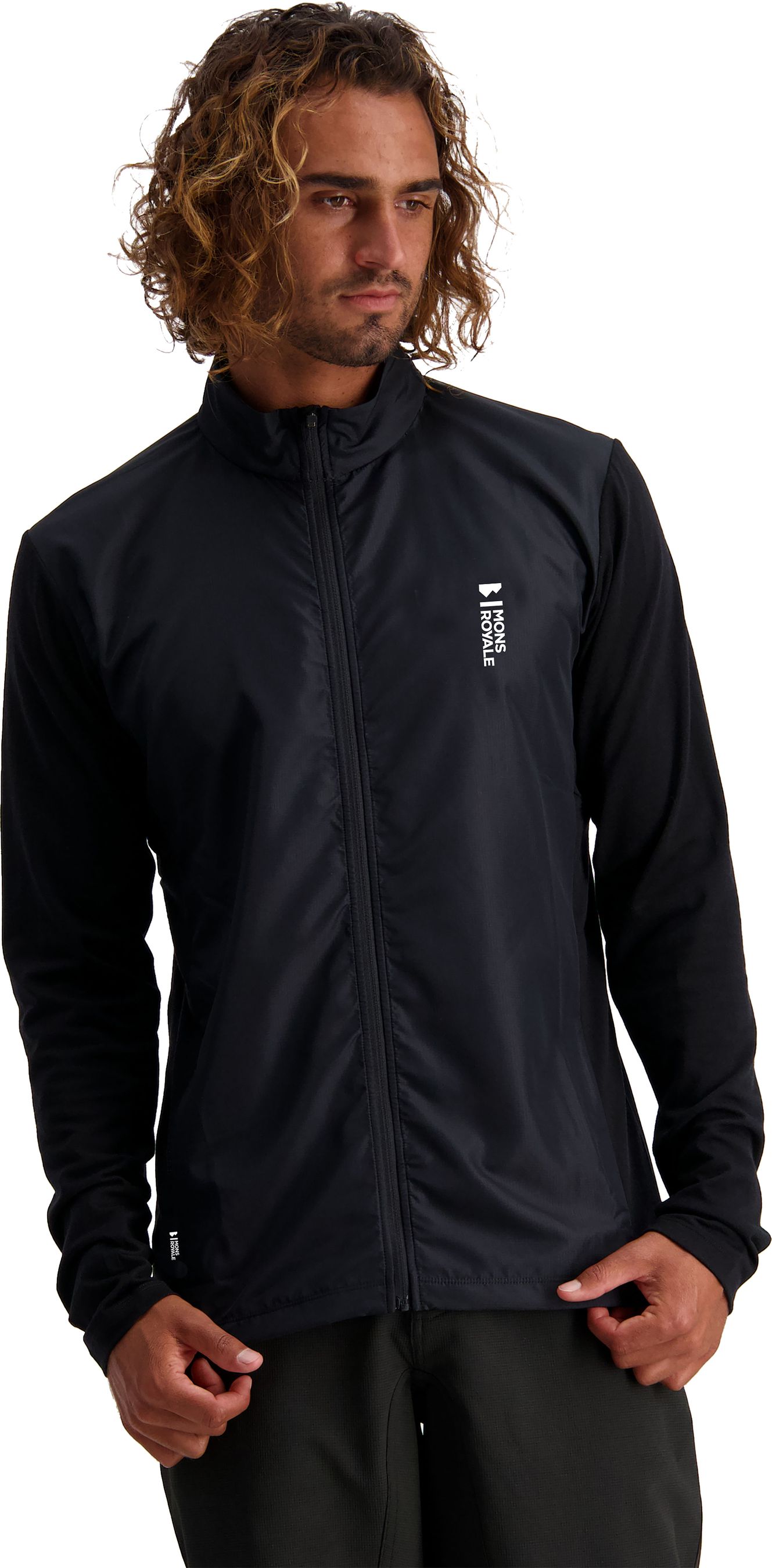REDWOOD WIND Herren-Merino-Langarmtrikot mit Windschutz / black / XXL