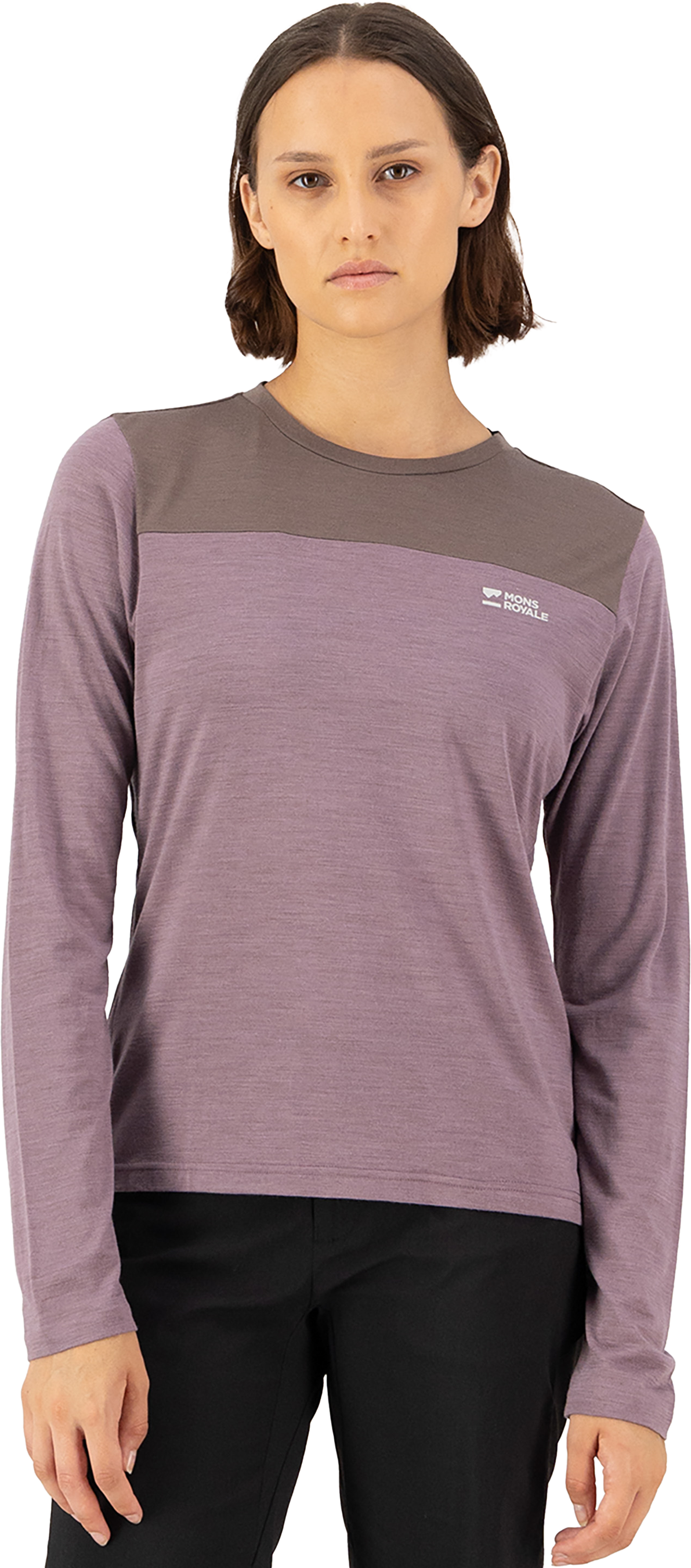 DIVERSION Damen-Merino-Langarmshirt / mauve/iron / L