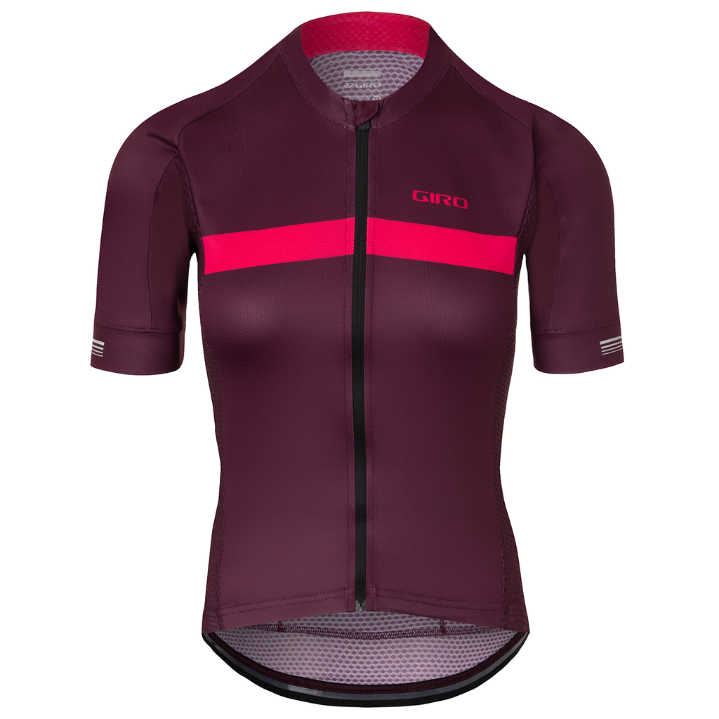 CHRONO Damen-Kurzarmtrikot / dark cherry/raspberry stripe / XL