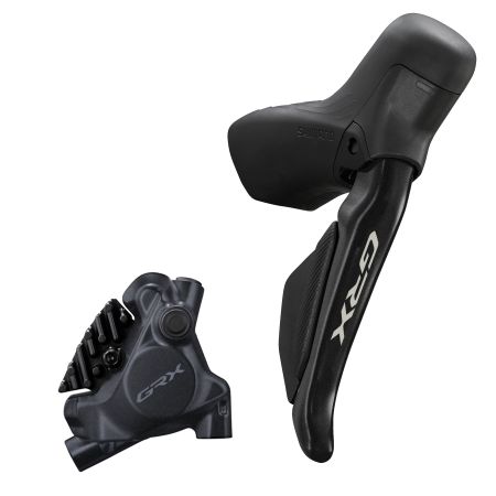 Scheibenbremsen-Set GRX BR-RX410 mit BL_ST-RS717 / Schwarz / hinten, Hebel rechts, bremsen, schalten, 12, Flatmount/ohne Adapter,