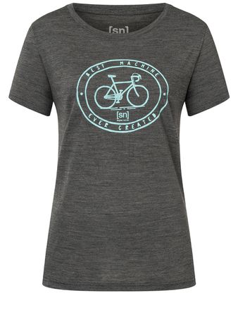 MAQUINA Damen-Kurzarm-Merino-Shirt / pirate grey melange / M