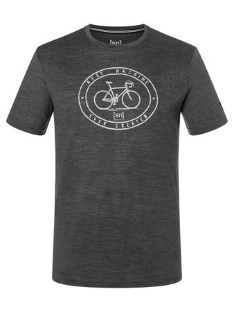 LA MAQUINA Herren-Kurzarm-Merino-Shirt / pirate grey melange / XXL