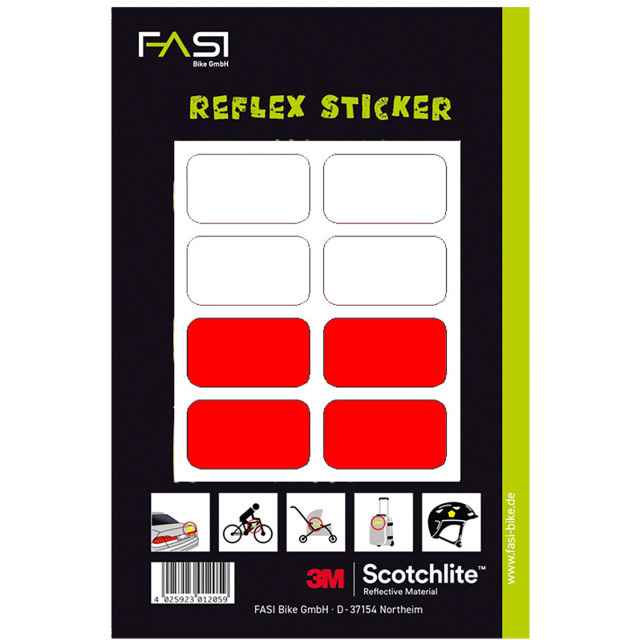 Reflex-Sticker Vierecke 3M-Scotchlite Folie , weiss_rot - Hauptansicht