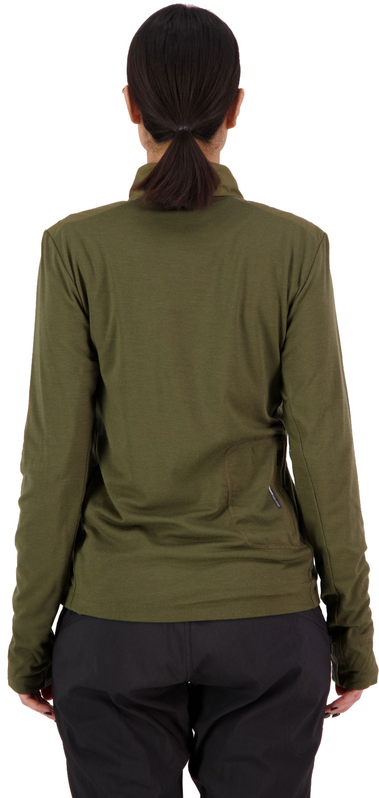 REDWOOD WIND Damen-Merino-Langarmtrikot mit Windschutz / dark olive / L