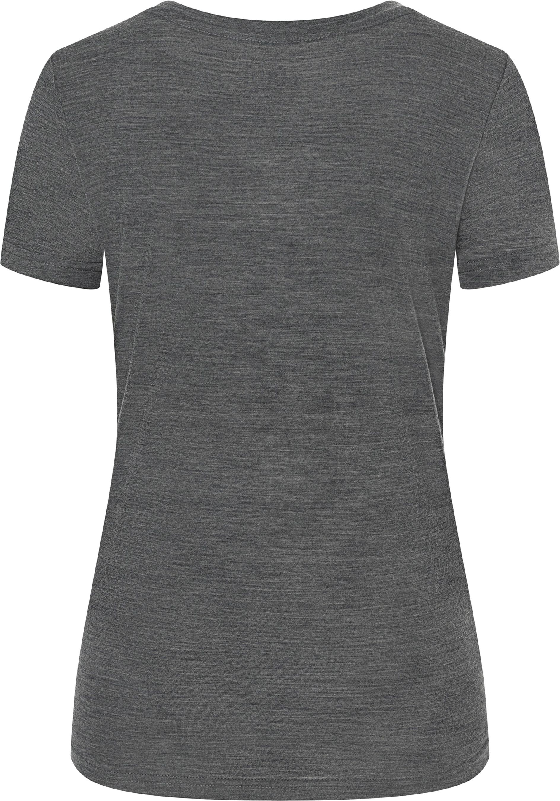 GO OUT Damen-Kurzarm-Merino-Shirt / pirate grey melange / L