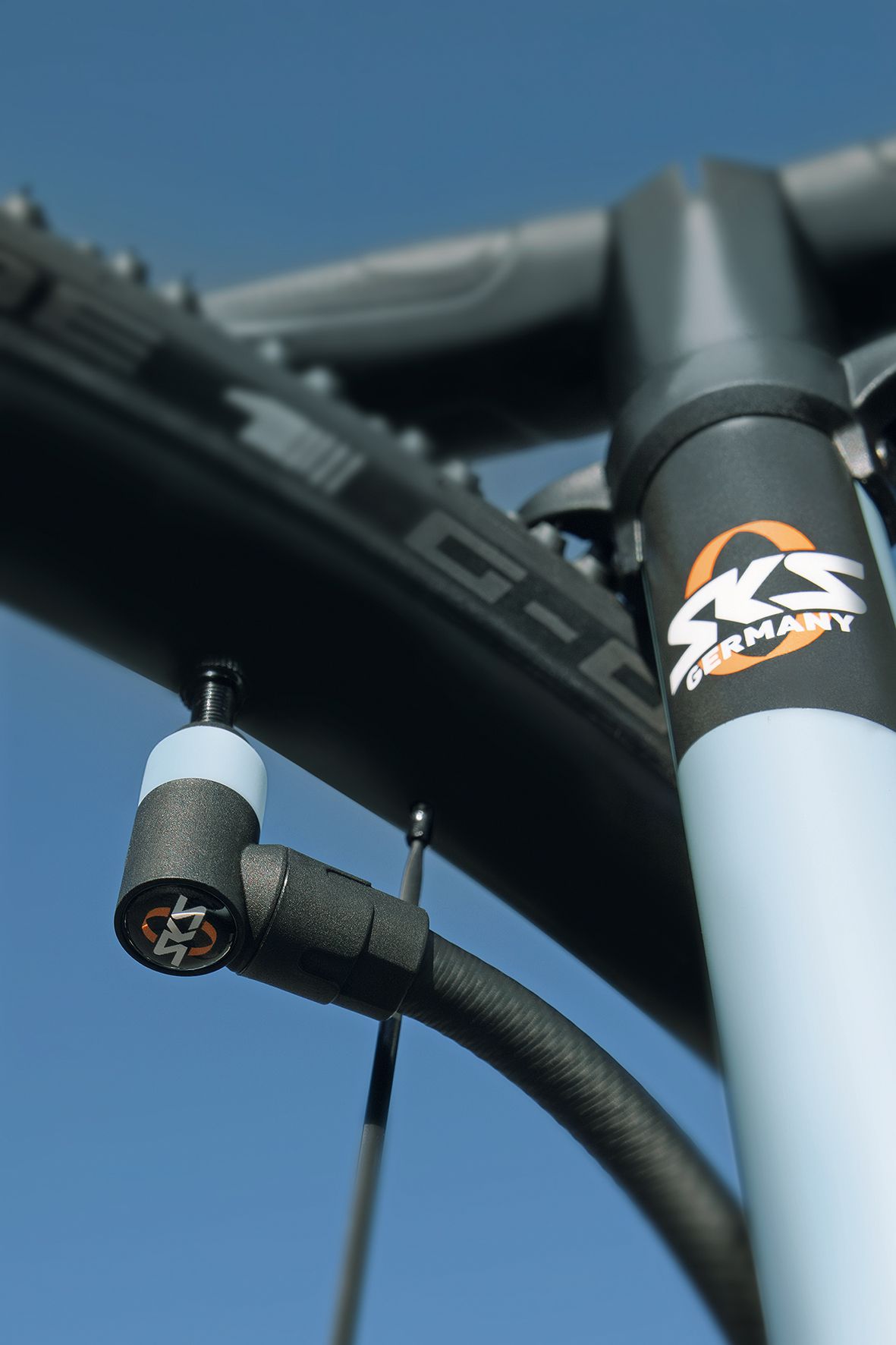 Standpumpe Air-X-Plorer 10.0 Clik Valve / schwarz-sky blue