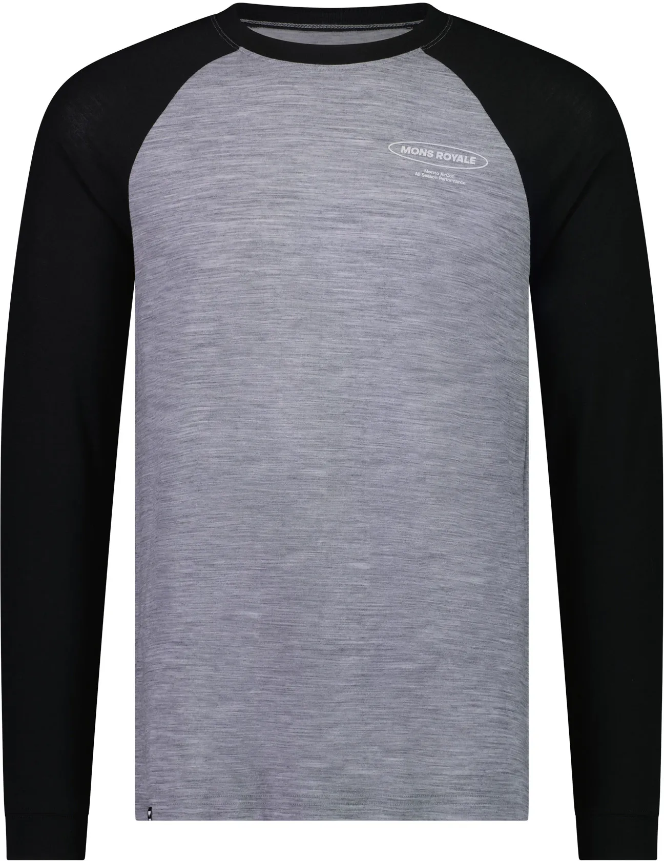 ICON RAGLAN Herren-Merino-Langarmshirt / grey/heather/black / M