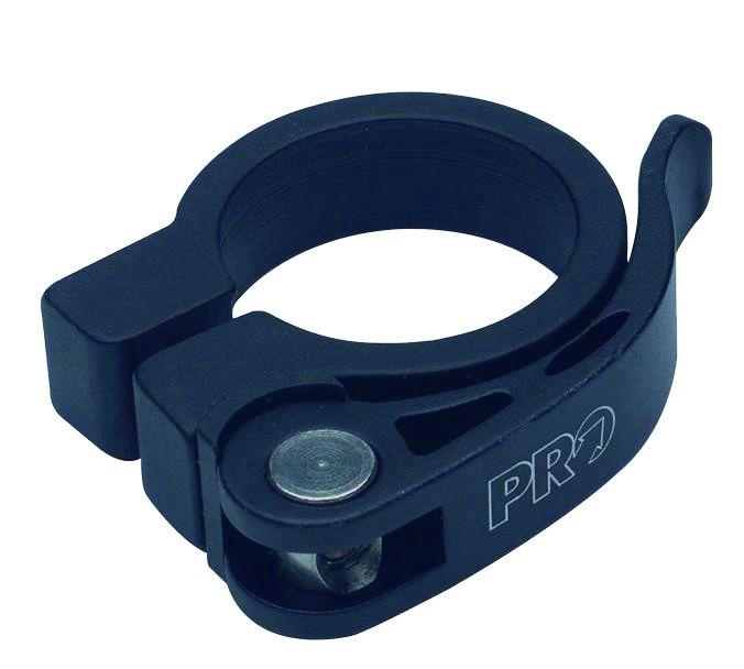 Sattelklemme mit Schnellspanner Alu schwarz / schwarz / 31.8 mm