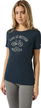 BETTER BIKE Damen-Merino-Kurzarmshirt / blueberry/feather / XL