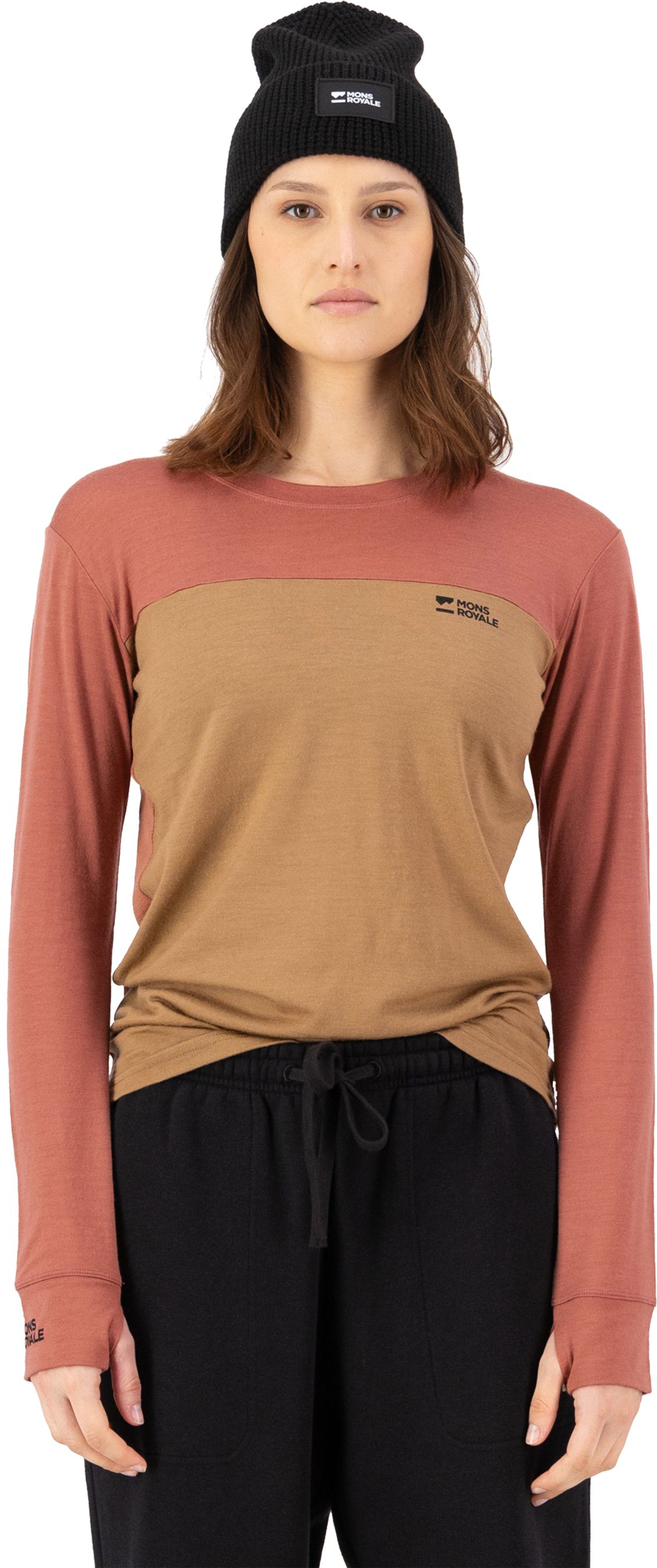 YOTEI BF Damen-Merino-Langarmshirt / canyon rose/toffee / XL