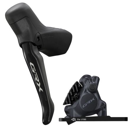 Scheibenbremsen-Set GRX BR-RX410 mit BL_ST-RS717 / Schwarz / vorne, Hebel links, bremsen, Flatmount/inkl. Adapter 140/160 mm vorne