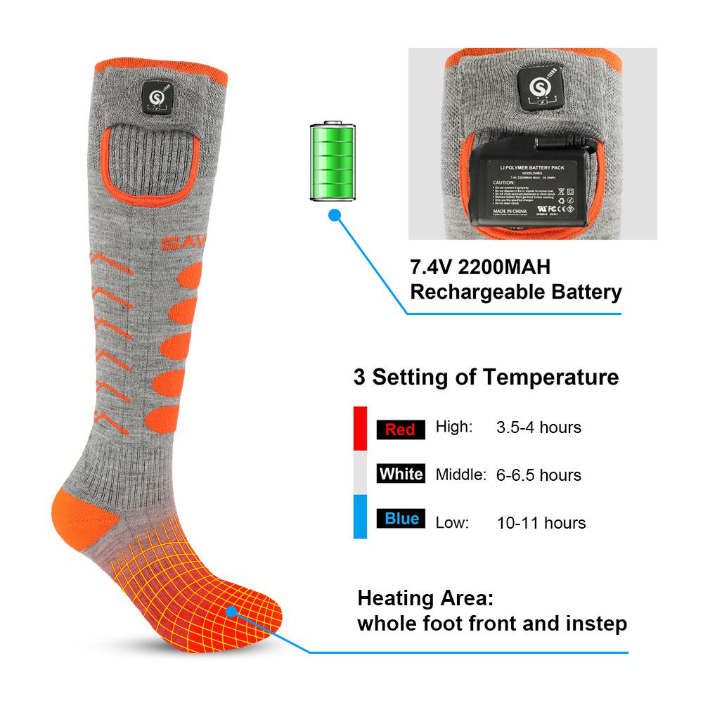 SAVIOR Ski Socks Bluetooth Montreal grey-orange / XL