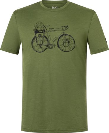 WANDER WHEEL Herren-Kurzarm-Merino-Shirt / chive/jet  / L