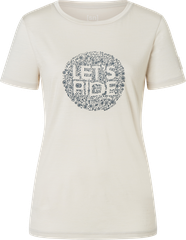 LETS RIDE BIO Damen-Kurzarm-Merino-Shirt / white stone melange/flint stone / XS