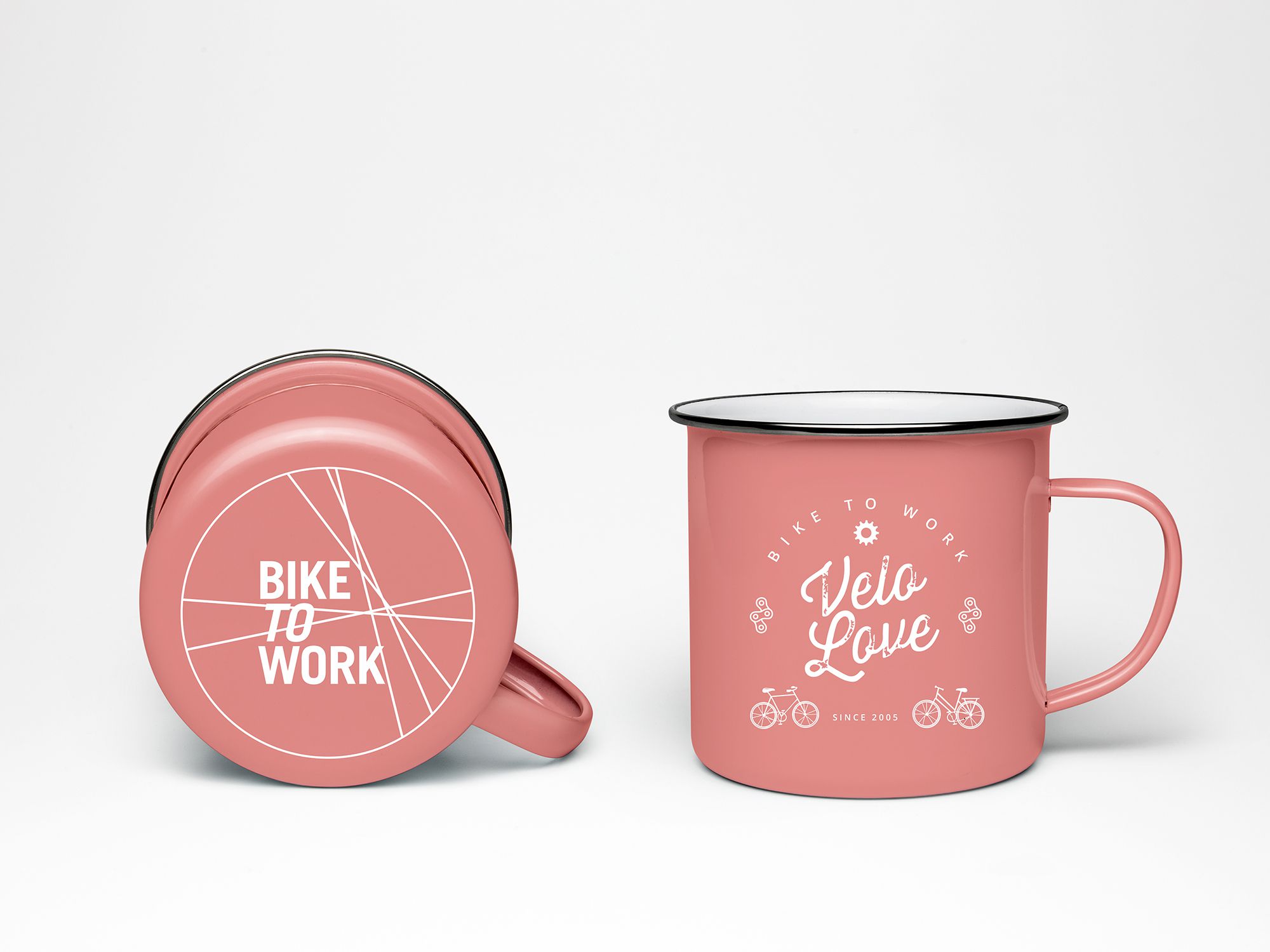Emaille-Tasse / coral