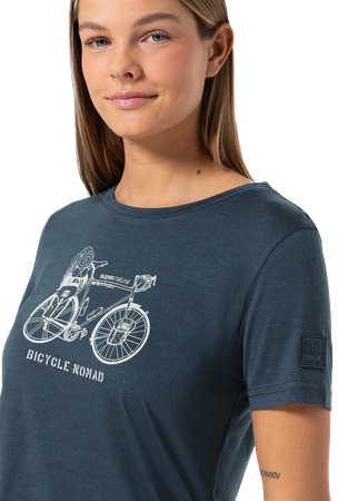BICYCLE NOMAD BIO Damen-Kurzarm-Merino-Shirt / blueberry/feather grey / S