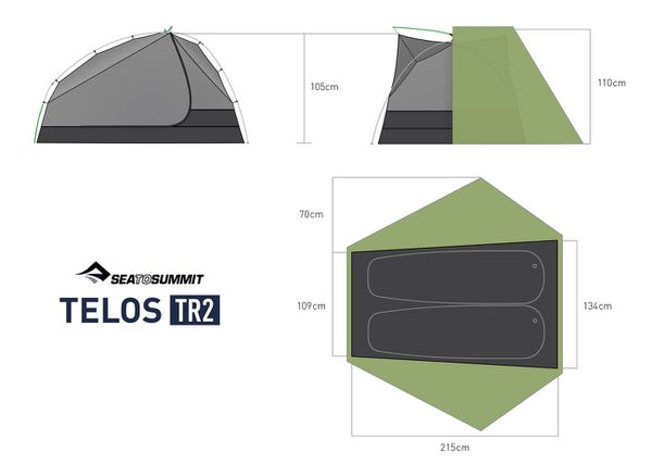 TELOS TR2 LIGHTFOOT Zeltunterlage / grau / 3P, 144 x 222 cm