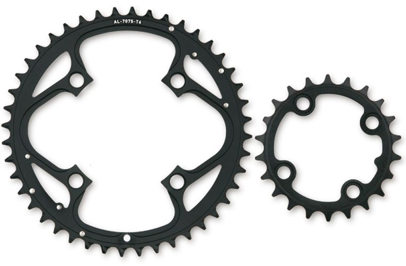 NOIR/STYLO/FIREX 4arm-Kettenblätter Alu 9fach / schwarz / 44 Z/L 104mm