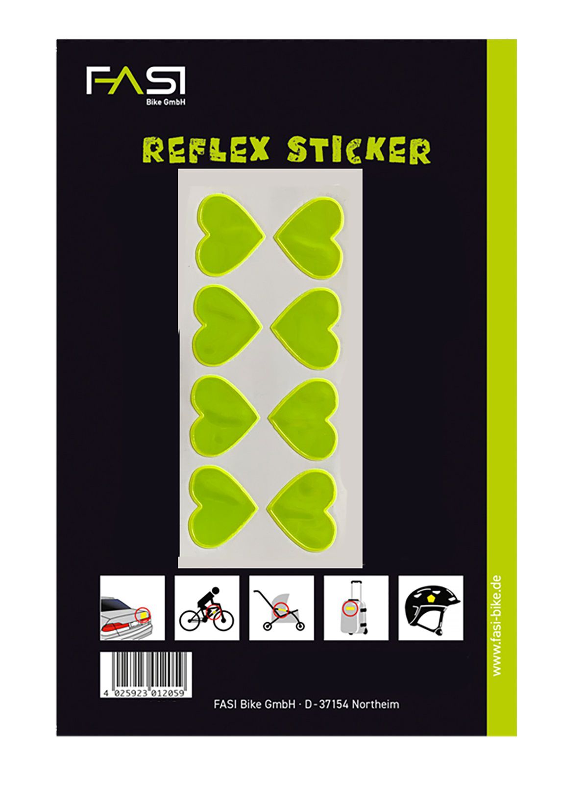 Reflex-Sticker Herzen / gelb