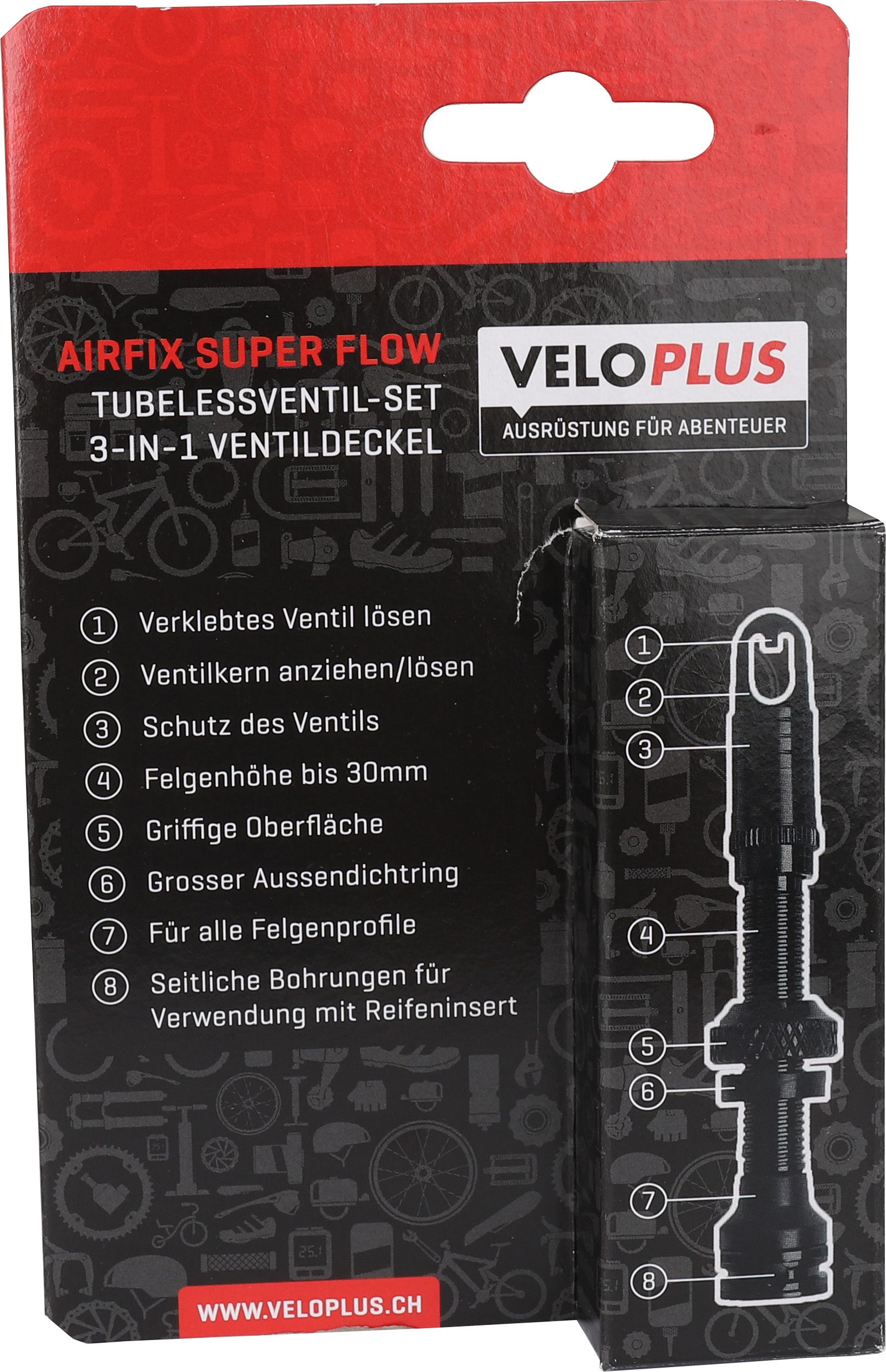 AIRFIX SUPER FLOW Tubelessventil-Set / schwarz