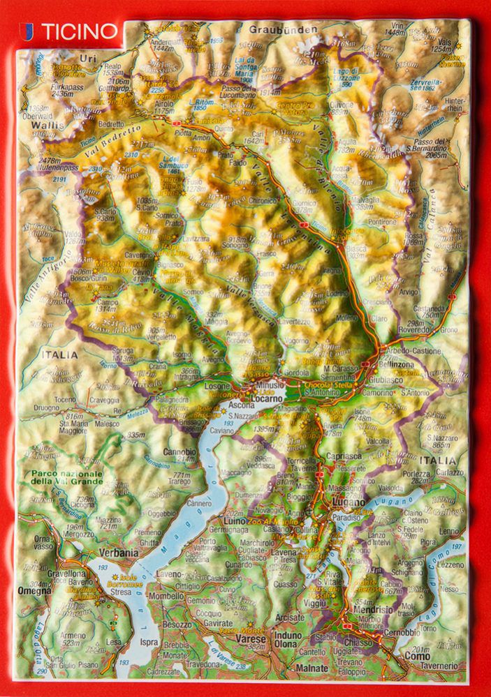 GEORELIEF TESSIN 3D-Postkarte