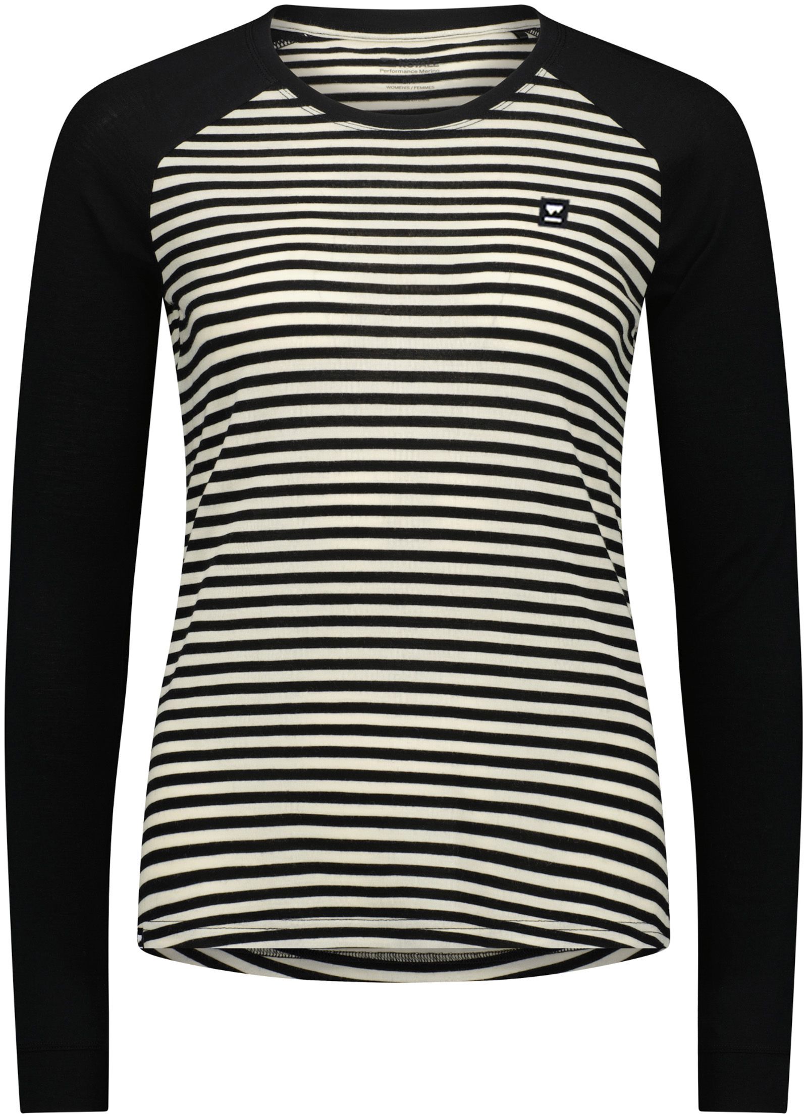 ICON RAGLAN Damen-Merino-Langarmshirt / mr stripe/black / L