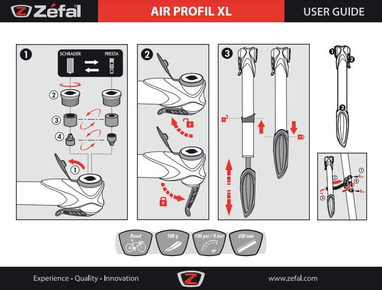 AIR PROFIL XL Minipumpe / schwarz/silber