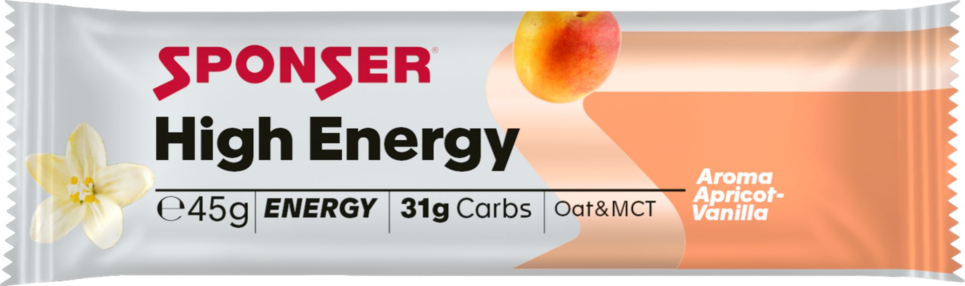 High Energy Bar, Display (30 x 45 g) / Apricot-Vanilla