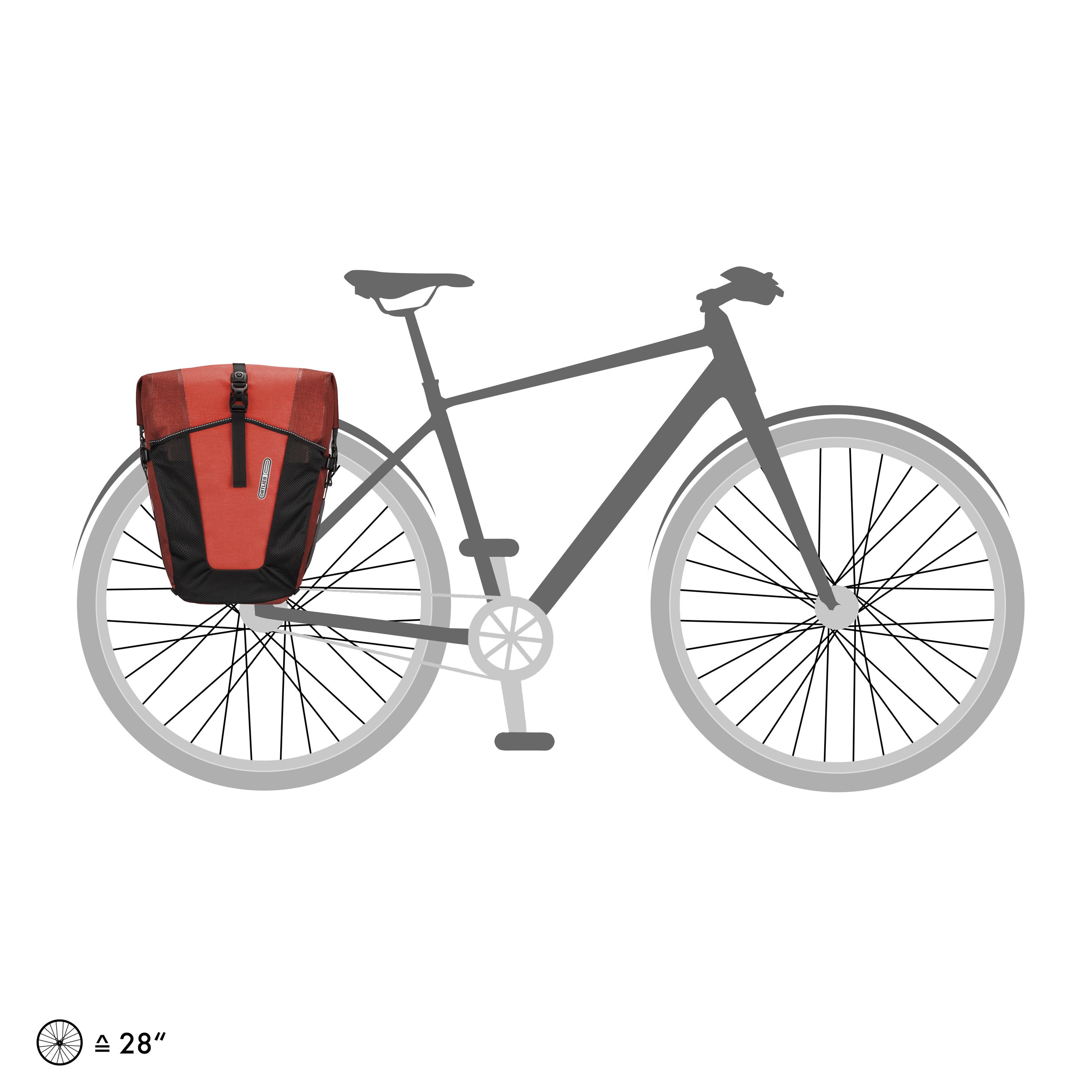 BACK-ROLLER PRO PLUS Taschen (Duo), schwarz/grau / salsa - dark chili / 2 x 35 L
