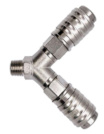 Y-Verteiler mit Gewindeanschluss 1/4" / silber