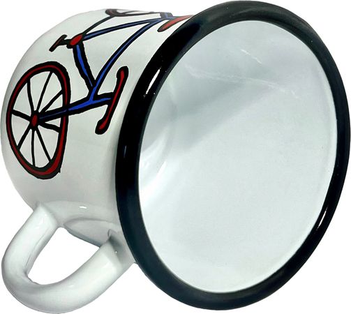 VELO Emailletasse mit Velomotiv / weiss / 300 ml