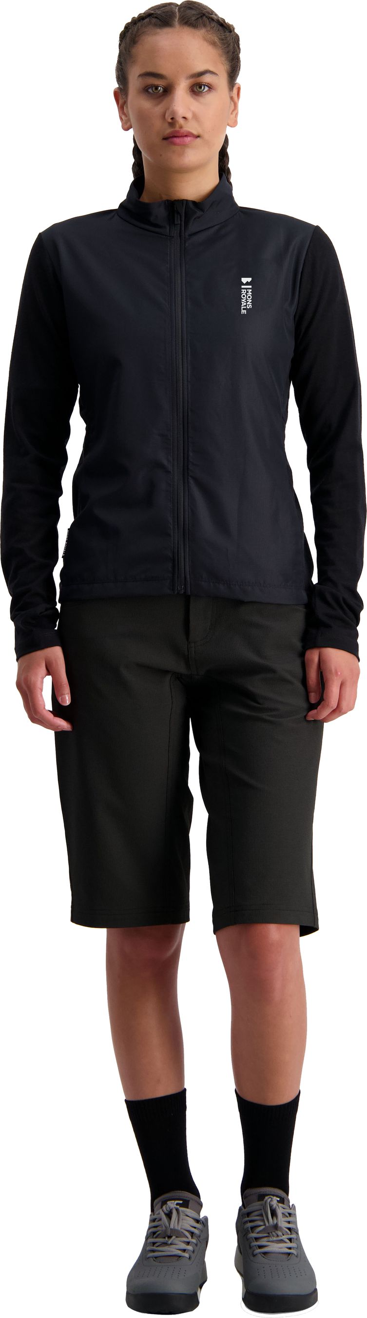 REDWOOD WIND Damen-Merino-Langarmtrikot mit Windschutz / black / S
